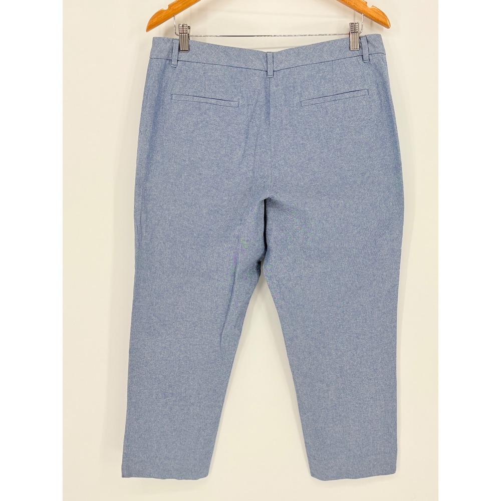 Talbots Ankle Pants Womens 12 Blue Chambray Cotton Casual Straight Leg - Picture 3 of 5